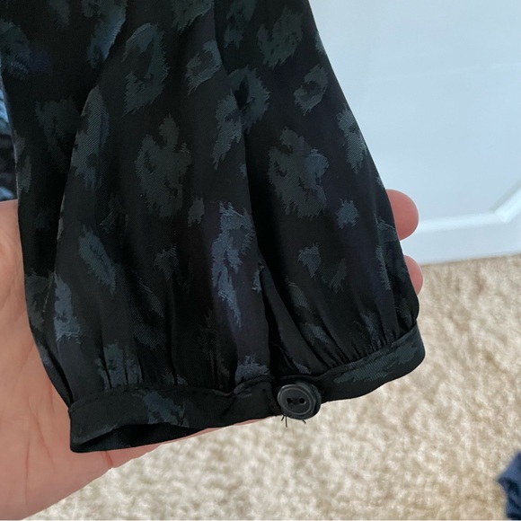 Avec Les Filles Leopard Print Blue & Black Long Sleeve Mini Dress Size XS - Picture 10 of 11